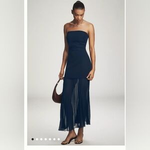Anthropologie Strapless Twofer Pleated Midi Dress Xxs $168 Soldout